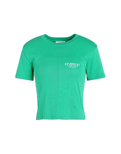 TOPSHOP T-shirt Topshop studio seam detail baby tee  Green 100% Cotton