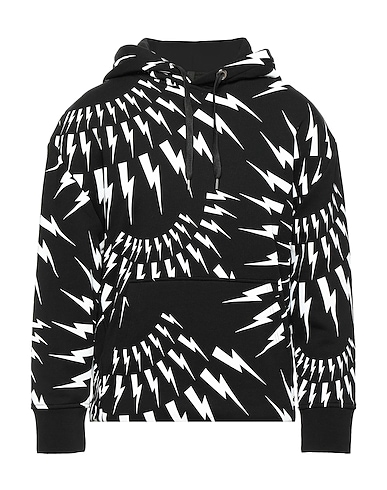 NEIL BARRETT Hooded sweatshirt Black 100% Cotton, Elastane