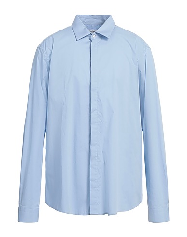 DONDUP Solid colour shirt Sky blue 96% Cotton, 4% Elastane