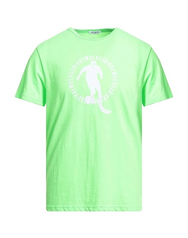 BIKKEMBERGS Basic T-Shirt Lime green 95% Cotton, 5% Elastane