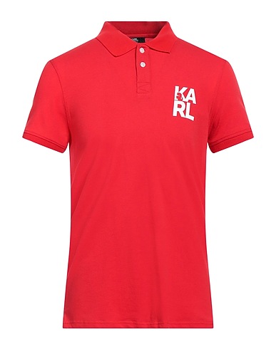 KARL LAGERFELD Polo shirt Red 95% Cotton, 5% Elastane