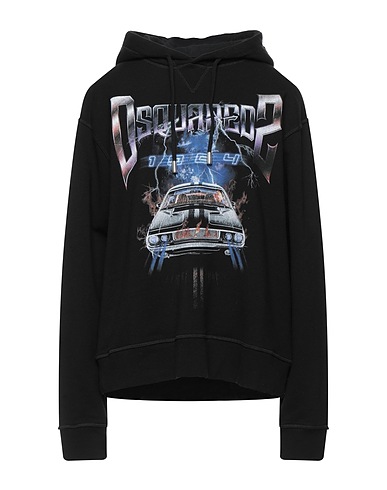 DSQUARED2 Hooded track jacket  Black 100% Cotton, Elastane