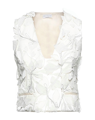 BRUNELLO CUCINELLI Waistcoat Ivory 61% Acetate, 39% Viscose, Silk, Elastane, Brass