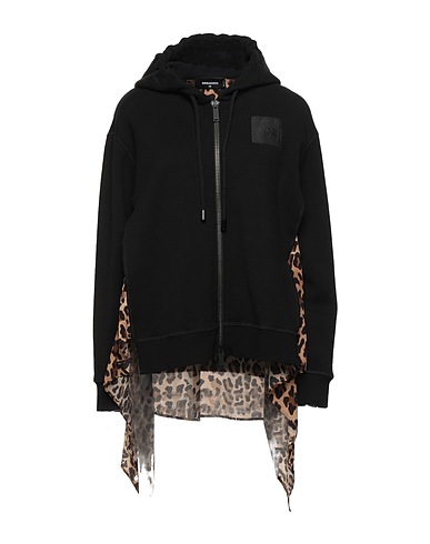 DSQUARED2 Hooded sweatshirt Black 100% Cotton, Elastane, Silk