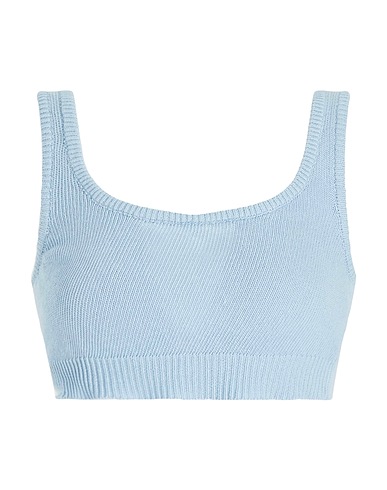 8 by YOOX Crop top Celeste 50% Cotone riciclato, 50% Cotone