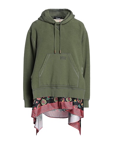 DSQUARED2 Hoodie Militärgrün 100% Baumwolle, Elastan, Polyester