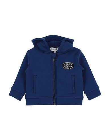 EMPORIO ARMANI Hooded track jacket  Blue 77% Cotton, 19% Polyester, 4% Elastane