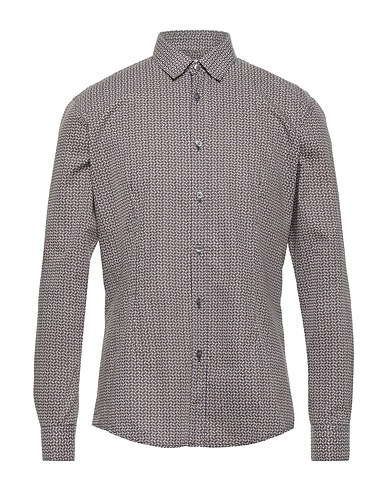 GREY DANIELE ALESSANDRINI Patterned shirt Brown 100% Cotton
