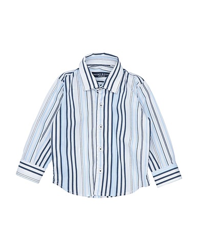 MANUELL & FRANK Patterned shirt Sky blue 97% Cotton, 3% Elastane
