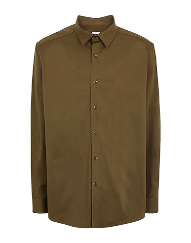 8 by YOOX Solid color shirt HEAVY COTTON POPELINE OVER-SIZE SHIRT
 Military green 93% Cotton, 7% Elastane