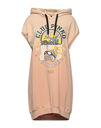 PINKO Hooded sweatshirt Beige 100% Cotton, Glass, Aluminum, Polyester, Polyamide