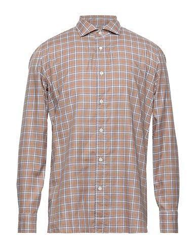 GIAMPAOLO Camicia a quadri Cammello 100% Cotone