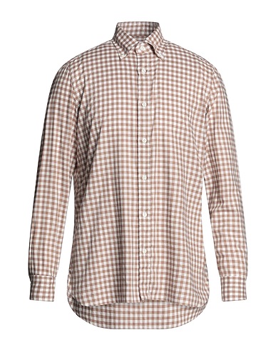 GIAMPAOLO Camicia a quadri Cammello 100% Cotone