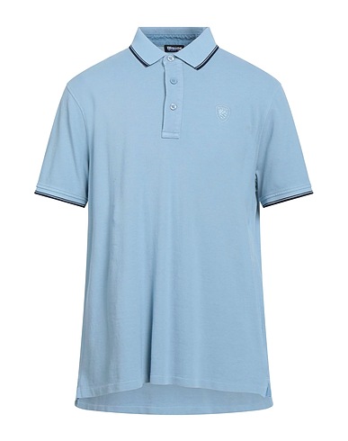 BLAUER. Polo Celeste 100% Cotone