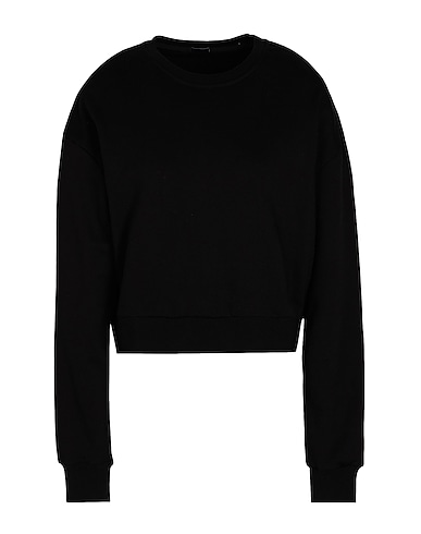 8 by YOOX Sweatshirt ORGANIC COTTON CROPPED BOXY SWEATSHIRT
 Black 100% Organic cotton