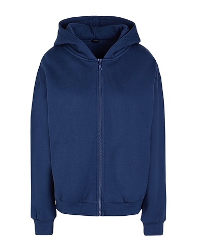 8 by YOOX Hooded track jacket  ORGANIC COTTON REGULAR ZIP-UP HOODIE
 Blue 100% Organic cotton