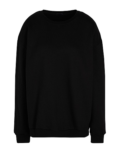 8 by YOOX Sweatshirt ORGANIC COTTON OVERSIZED CREWNECK SWEATSHIRT
 Black 100% Organic cotton