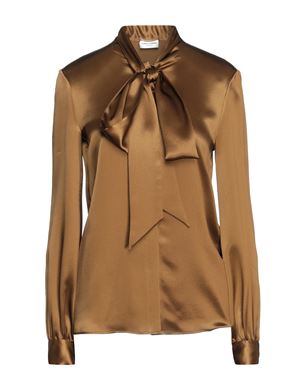 SAINT LAURENT シルクトップス キャメル レディース