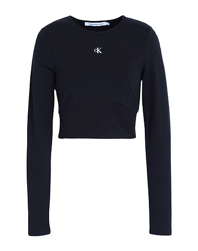 CALVIN KLEIN JEANS Crop top Nero 66% Viscosa EcoVero™, 30% Poliammide, 4% Elastan