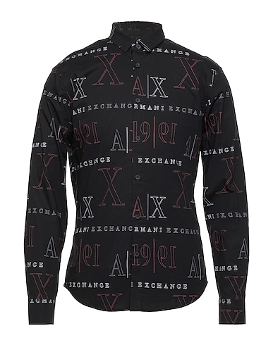 ARMANI EXCHANGE Patterned shirt Black 97% Cotton, 3% Elastane