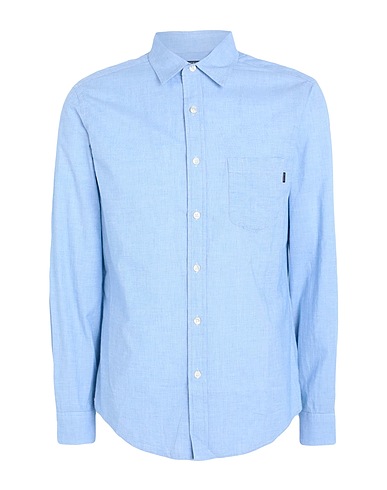 DOCKERS Solid colour shirt Sky blue 97% Cotton, 3% Elastane