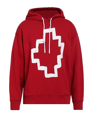 MARCELO BURLON Hooded sweatshirt Red 100% Cotton, Elastane