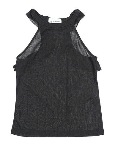 DONDUP T-shirt Black 75% Polyester, 22% Metallic Polyester, 3% Elastane