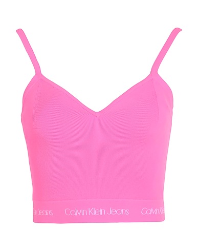 CALVIN KLEIN JEANS Crop top Fuchsia 78% Polyester, 19% Polyamide, 3% Elastane