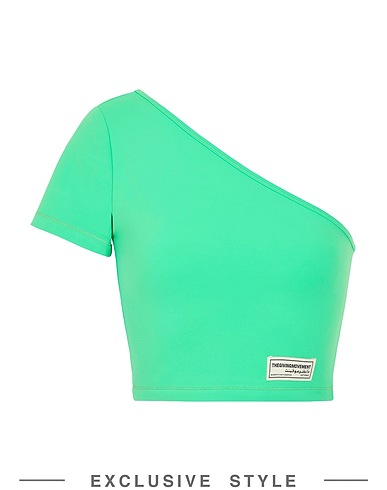 THE GIVING MOVEMENT x YOOX One-shoulder top Green 80% Recycled polyester, 20% Recycled elastane
