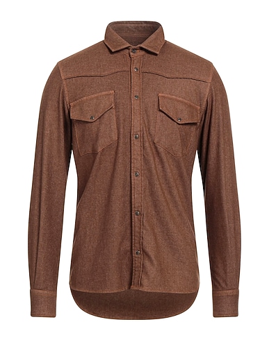 ORIGINAL VINTAGE STYLE Camicia tinta unita Marrone 100% Cotone