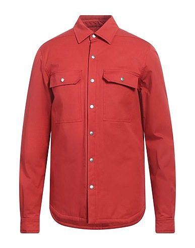 RICK OWENS Solid colour shirt Brick red 97% Cotton, 3% Elastane