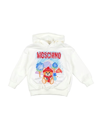 MOSCHINO KID Hooded sweatshirt Ivory 96% Cotton, 4% Elastane, Wool, Acrylic