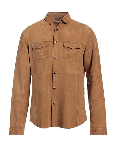 BULLY Camicia tinta unita Cammello 100% Pelle di capra