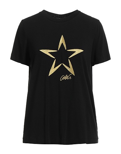 CARLA G. T-shirt Black 93% Viscose, 7% Elastane