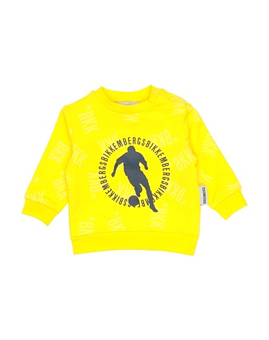 BIKKEMBERGS Sweatshirt Yellow 95% Cotton, 5% Elastane