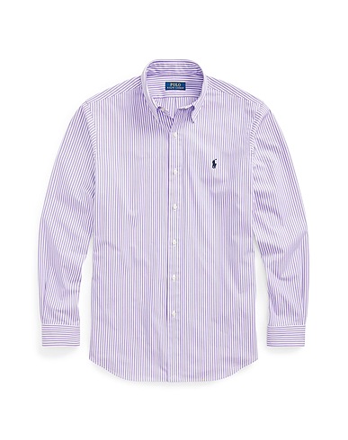 POLO RALPH LAUREN Camicia a righe CUSTOM FIT STRIPED STRETCH POPLIN SHIRT
 Malva 91% Cotone, 9% Elastan