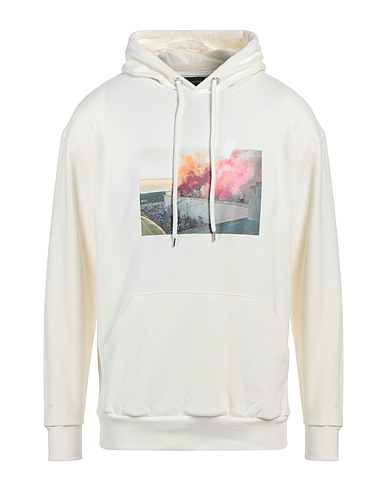 THROWBACK. Hooded track jacket  Ivory 100% Cotton