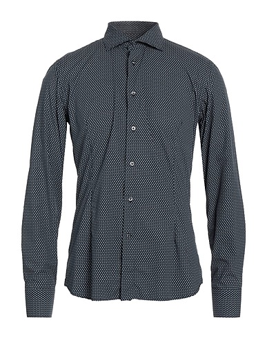SIMON VENÄJÄN Patterned shirt Midnight blue 100% Cotton