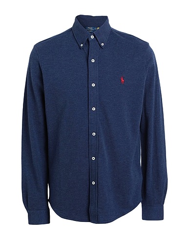 POLO RALPH LAUREN Solid colour shirt FEATHERWEIGHT MESH SHIRT
 Midnight blue 100% Cotton