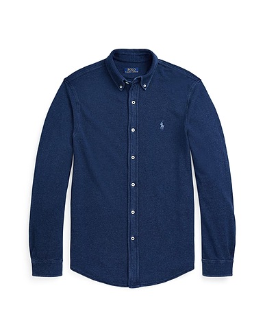POLO RALPH LAUREN Solid color shirt FEATHERWEIGHT MESH SHIRT
 Navy 100% Cotton