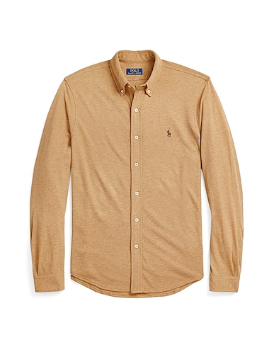 POLO RALPH LAUREN Solid colour shirt FEATHERWEIGHT MESH SHIRT
 Sand 100% Cotton