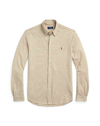 POLO RALPH LAUREN Solid colour shirt FEATHERWEIGHT MESH SHIRT
 Taupe 100% Cotton