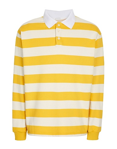 8 by YOOX Sweatshirt ORGANIC COTTON STRIPED POLO Marigold 100% Organic cotton