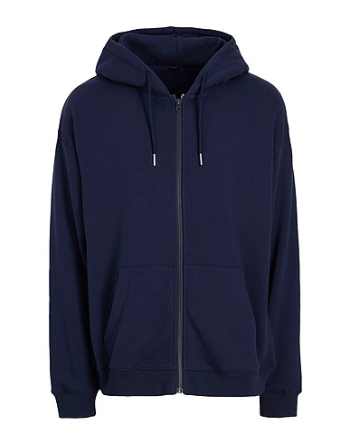 8 by YOOX Hooded track jacket  ORGANIC COTTON HOODED FULL ZIP SWEATER Midnight blue 100% Organic cotton