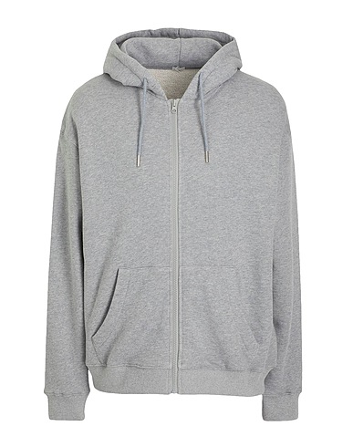 8 by YOOX Hooded track jacket  ORGANIC COTTON HOODED FULL ZIP SWEATER Grey 100% Organic cotton