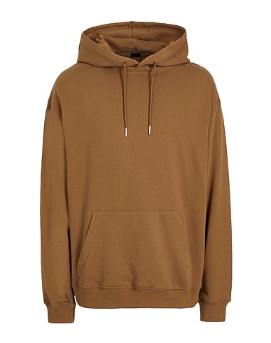 8 by YOOX Hooded track jacket  ORGANIC COTTON SLIM FIT HOODED SWEATER
 Brown 100% Organic cotton