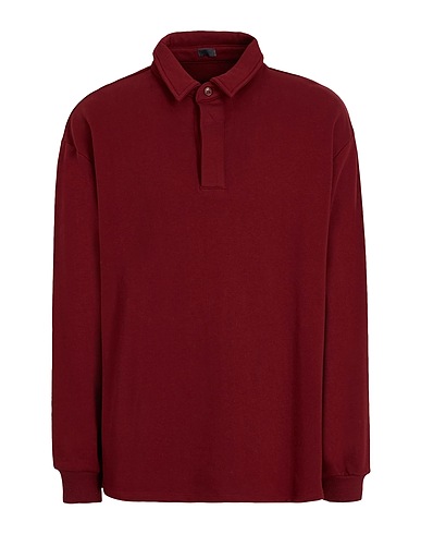 8 by YOOX Sweatshirt ORGANIC COTTON OVERSIZE POLO Burgundy 100% Organic cotton