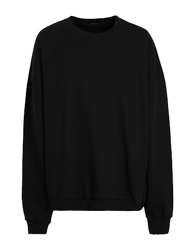 8 by YOOX Sweatshirt ORGANIC HEAVY COTTON OVERSIZE CREW-NECK SWEATER Black 100% Organic cotton