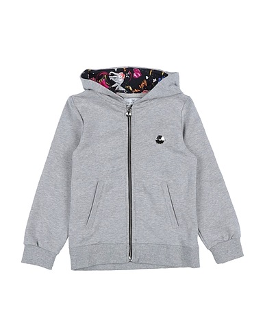 PHILIPP PLEIN Hooded track jacket  Light grey 75% Cotton, 20% Polyester, 5% Elastane