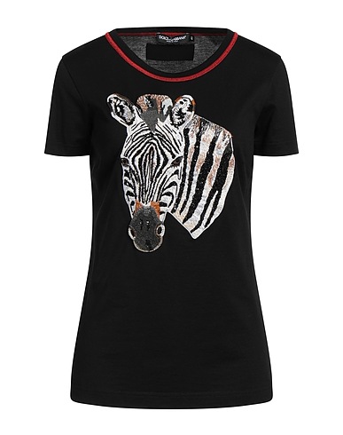DOLCE&GABBANA T-shirt Black 100% Cotton, Viscose, Glass, Polyester, Silk